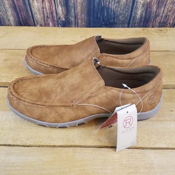 ROPER MENS REESE TAN FAUX LEATHER DRIVING SHOES - Picture 3 of 8